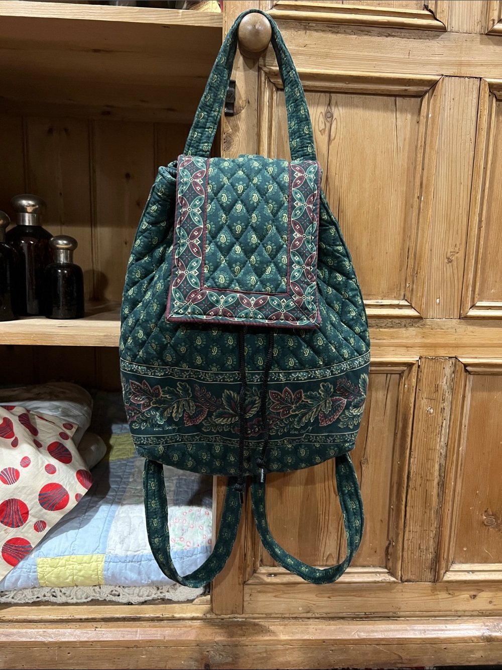 Vera Bradley Mini Backpack in Retired Classic Green Pattern
